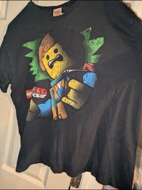 Lego Black Short Sleeve Tee with Colorful Emmet Graphic